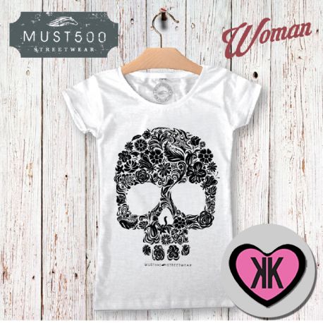 Flowers Skull Must 500 T-Shirt Donna