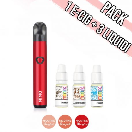 Pack per Iniziare con Kit G-Taste Mimo Rossa e 3 liquidi pronti Maniac