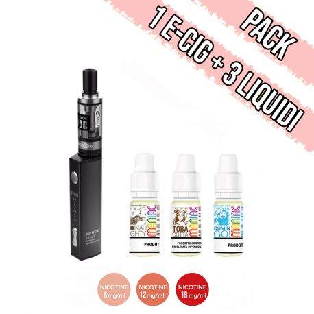 Pack per Iniziare con Kit Justfog Q16 Nero e 3 liquidi pronti Maniac