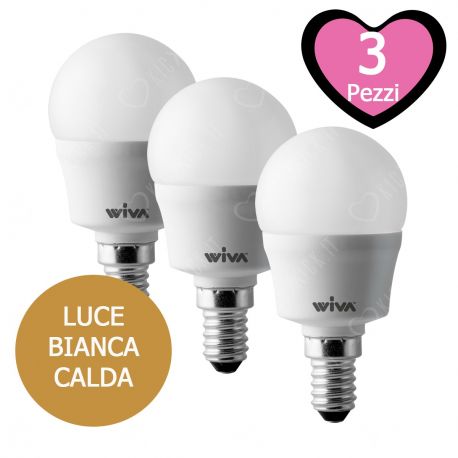 Wiva Lampadina Led Sfera E14 7W 540 lm - Confezione da 3 pezzi