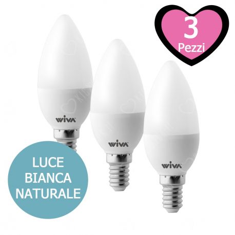 Wiva Lampadina Oliva Led E14 7W 540 lm - Confezione da 3 pezzi