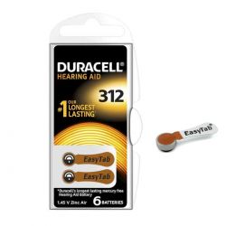 60 Batterie Duracell 312 EasyTab Pr41 per Apparecchi Acustici