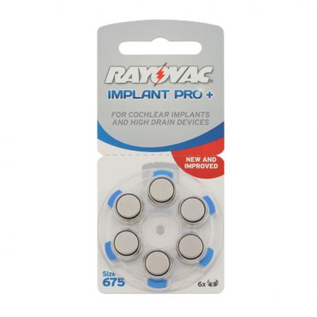 60 Batterie Rayovac 675 Implant Pro Cocleari per Protesi Acustiche