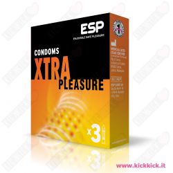 ESP Xtra Pleasure - Scatola da 3 Preservativi Stimolanti con Rilievi e Nervature 