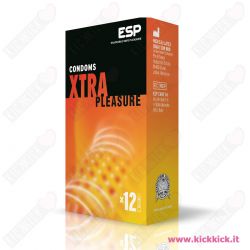 Profilattici ESP Xtra Pleasure Scatola da 12 Preservativi Stimolanti con Rilievi e Nervature