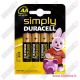 Duracell AA Stilo Simply Blister da 4 pile