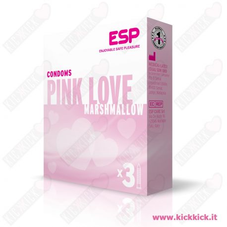 Profilattici ESP Pink Love Scatola da 3 Preservativi Aromatizzati al Marshmallow