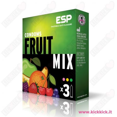 Profilattici ESP Fruit Mix Scatola da 3 Preservativi Aromatizzati ai Frutti