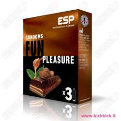 Profilattici ESP Fun Scatola da 3 Preservativi Aromatizzati al Cioccolato Caramello e Amaretto