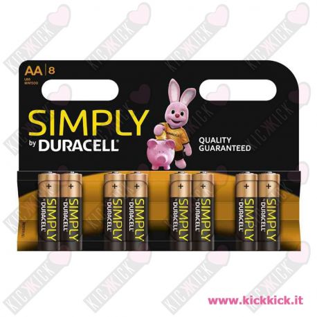 Duracell AA Stilo Simply Blister da 8 pile