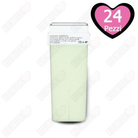 24 Cartucce Cera per Rullo Roll-On per Depilazione all Ossido di Zinco 100 ml
