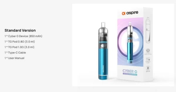 aspire cyber g kit contenuto della confezione