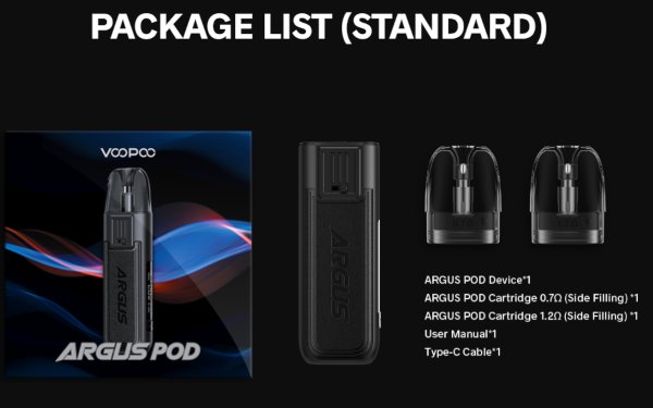 Argus Voopoo Pod Mod Kit 800mAh Contenuto della confezione