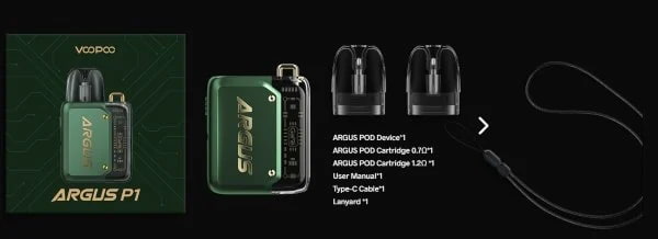 voopoo argus p1 kit contenuto della confezione